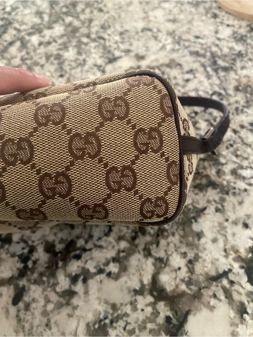 Gucci Brown Monogram Wristlet Clutch